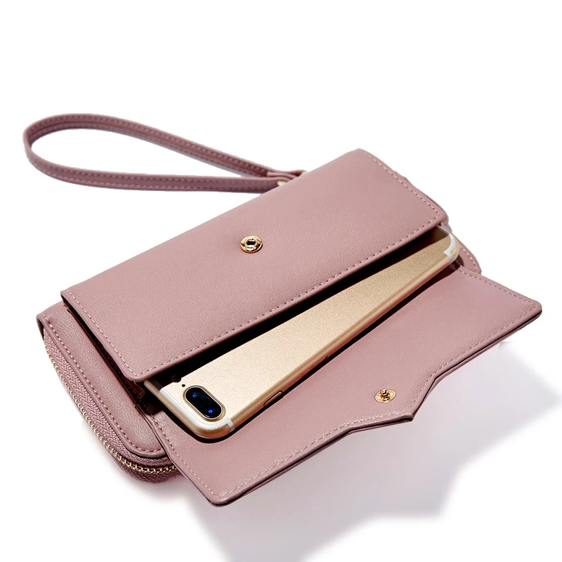 Новинка 2019 женские кожаные кошельки длинные Дизайнерские однотонные для