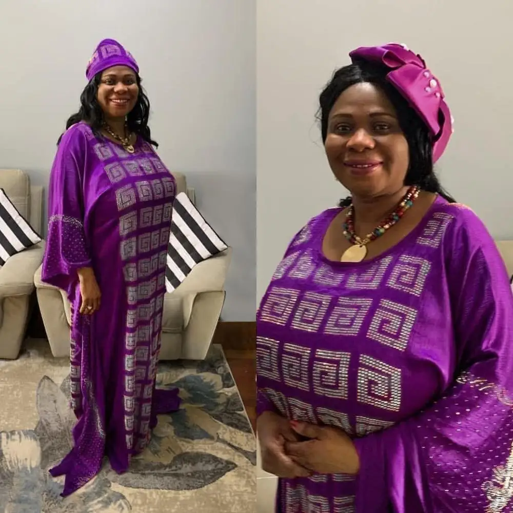 African Dresses for Women Dashiki Diamond Beads African Abaya Dubai Muslim Dress Robe Africa Plus Size Dress