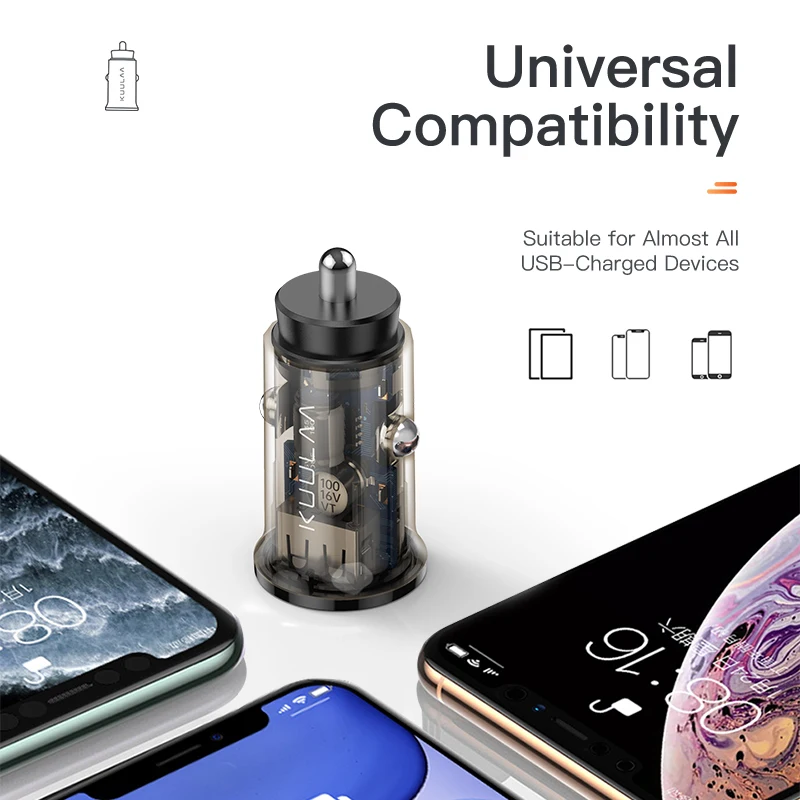 

Mini USB Car Charger 17W Fast Charging Dual USB Charger For iPhone Huawei Xiaomi Phone Fast Charge Car-Charger Adapter