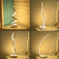 modern led spiral table lamp desk bedside acrylic iron curved light for living room bedroom decoration eu plug