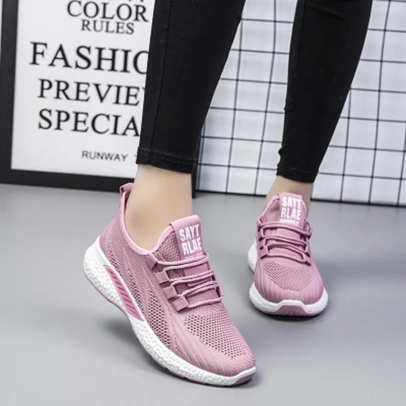 

My-Love 2020 New Fashion Mens Casual Shoes Lace-Up Breathable Sneakers Mens Vintage Shoes Flying Woven Couple Models Trainers