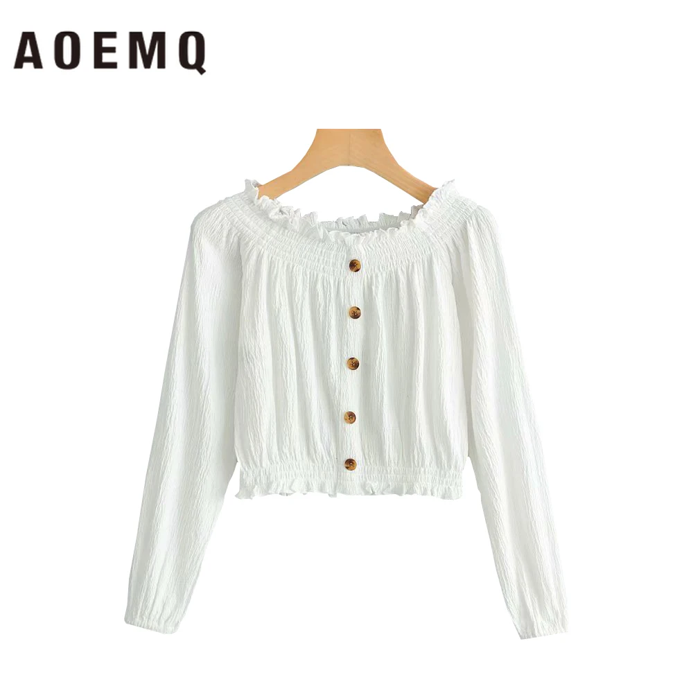 AOEMQ блузка летняя однотонная с пуговицами пляжная блуза для вечеринки в океане