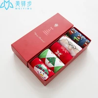 1 box 5 pairs sock winter christmas socks gift box santa cotton thickened warm holiday socks wholesale