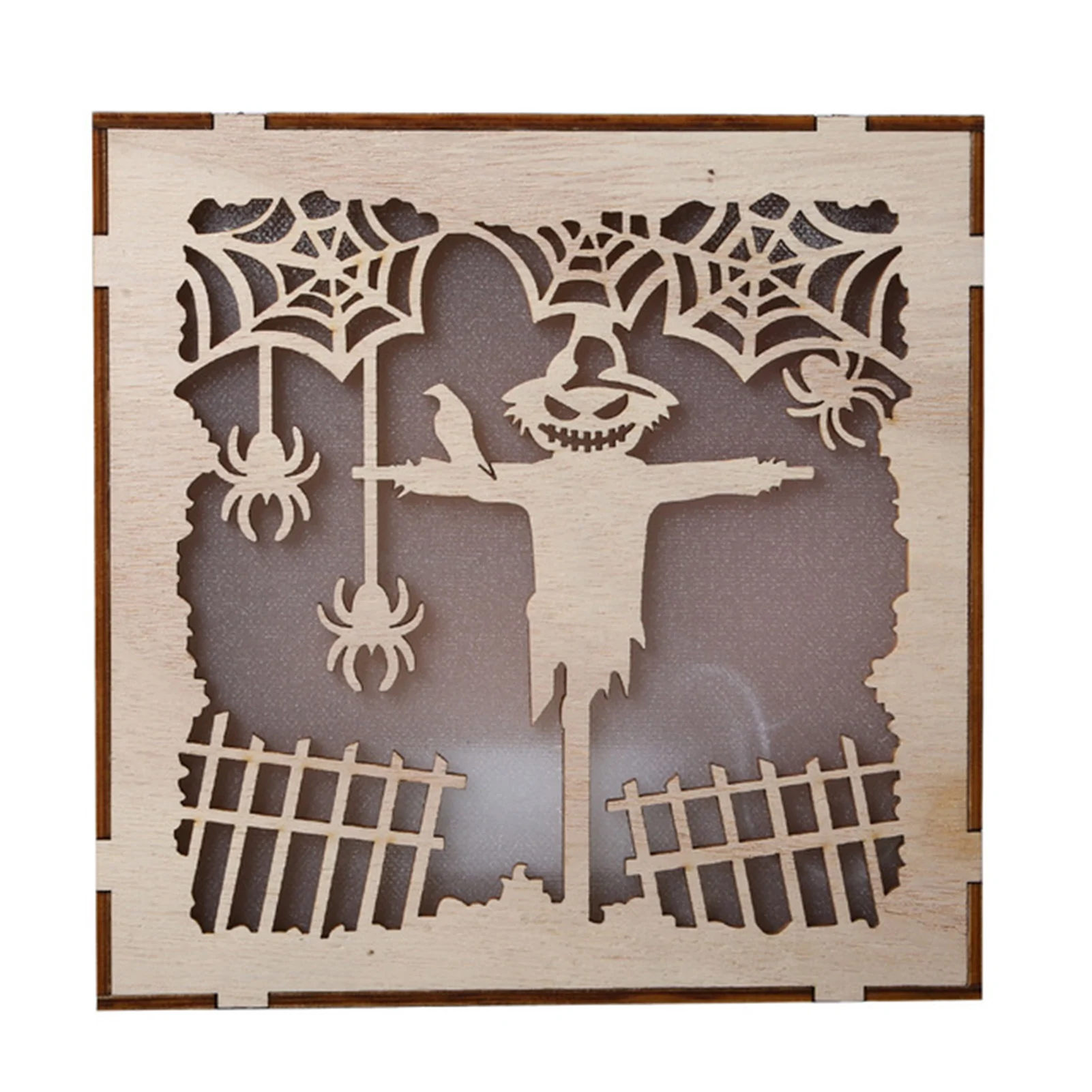 

LED Lights Halloween Decorations Halloween Wooden Wall Hanging Ornament For Home Glow In The Dark Party Decoration Supplies