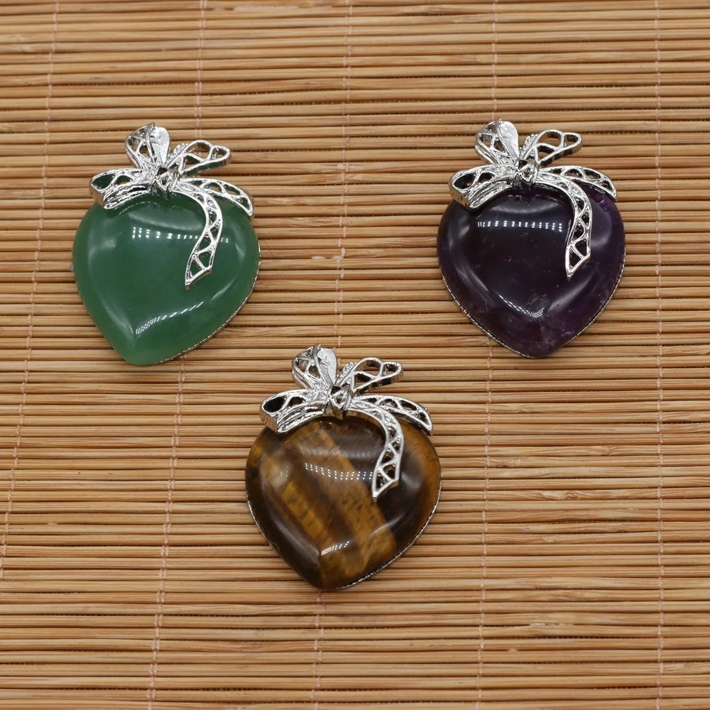 

Explosive Natural Stone Green Aventurine Metal Alloy Heart Shape Pendant MakingDIY Exquisite Necklace Earring Jewelry Gift Party
