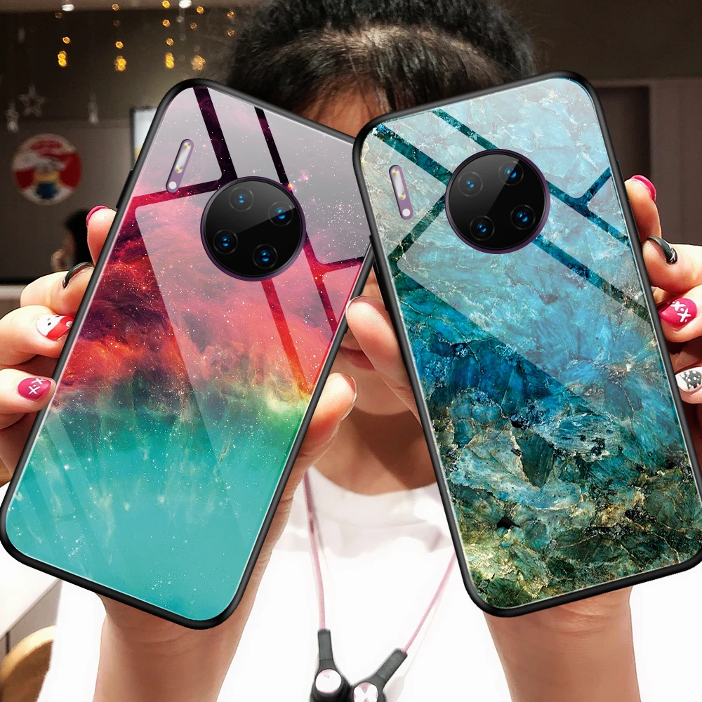 Чехол для Huawei Mate 30 Pro чехол с градиентом задняя крышка из закаленного стекла