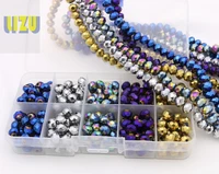 8mm 300pcsbox plating bright crystal glass flat beads loose beads for jewelry making diy beaded bracelet necklace accessories