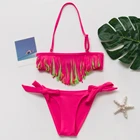 Купальники для девочек, раздельные купальники для девочек, детские купальники с кисточками, комплекты бикини, От 5 до 16 летST116, Infantil-ST9016
