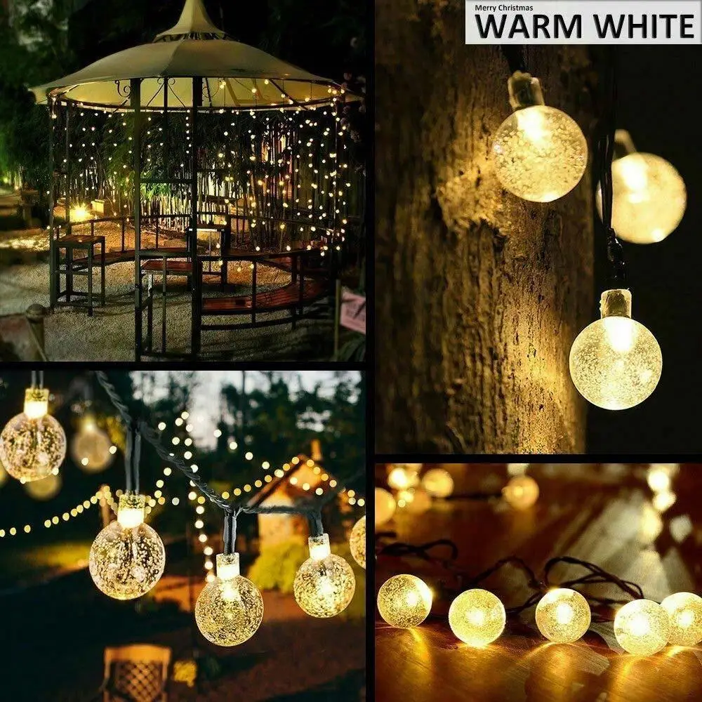 

Crystal Globe Ball Solar Crystal Ball String Lights Bubble Lights Christmas Outdoor Garden Landscape Lamp New Durable Flash