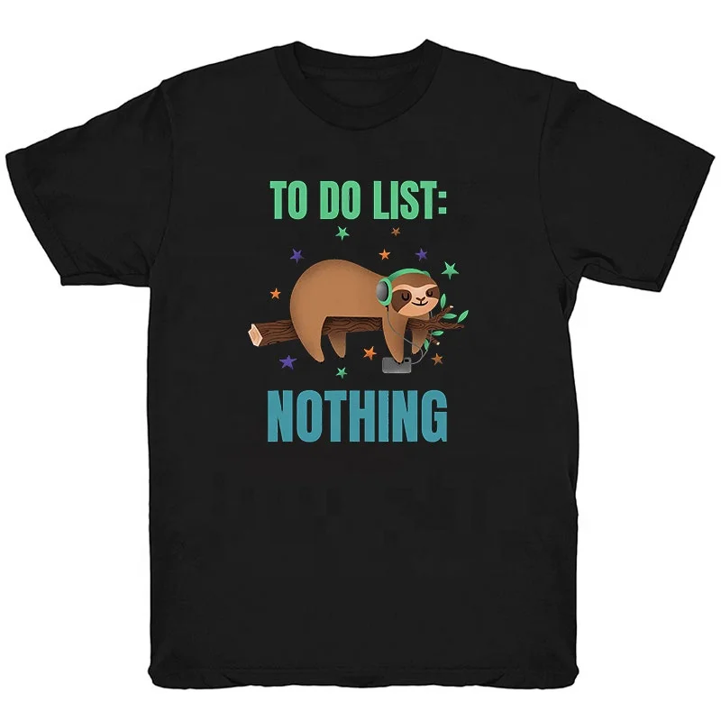 Wholesale Custom Funny Sloth T-Shirt New Oversize T-shirts Men 100% Cotton Tops Plus Size Graphic Tees Shirt Men Tshirts