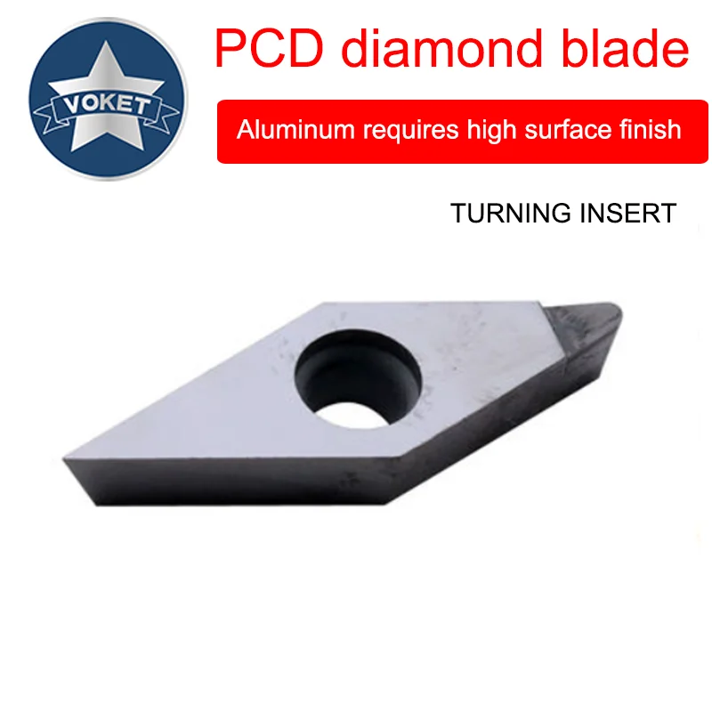 

VOKET высокоглянцевый VBGT VCGT 110302, обработка алюминиевого сплава PCD, Алмазный алюминий Поворотная лопасть с высокой поверхностью, хорошая отделка