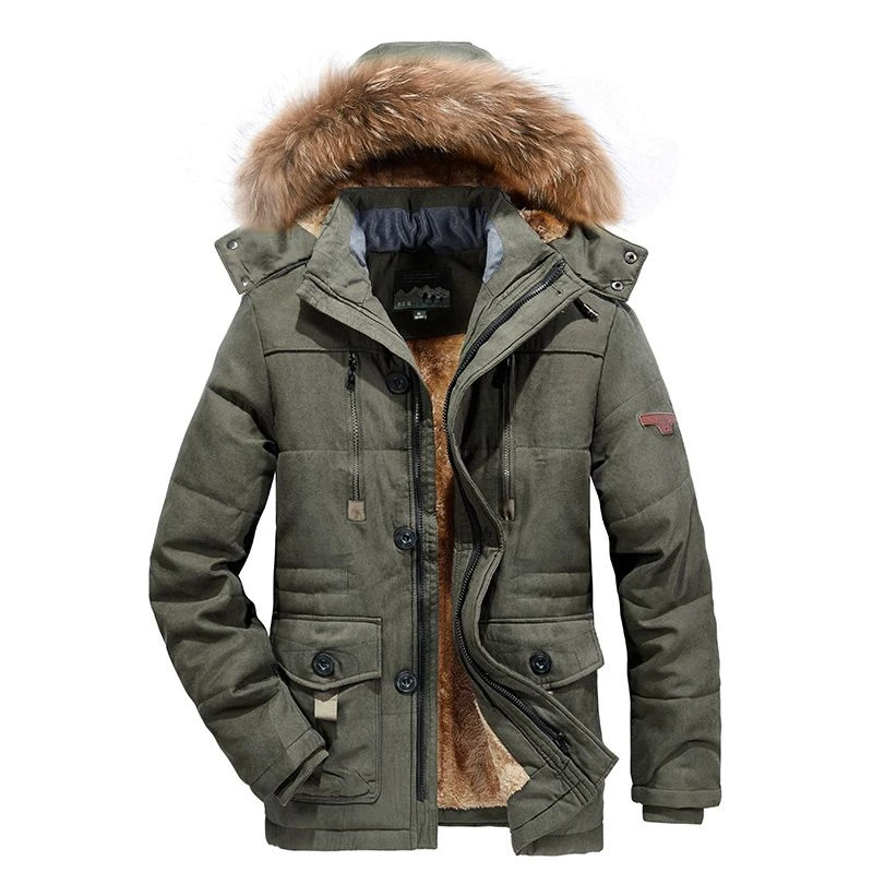 Men Parka Brand 2021 Winter New Fur Collar Hooded Jacket Men Coat Military Windproof Multi-Pocket Outdoor Casual Men's Jackets