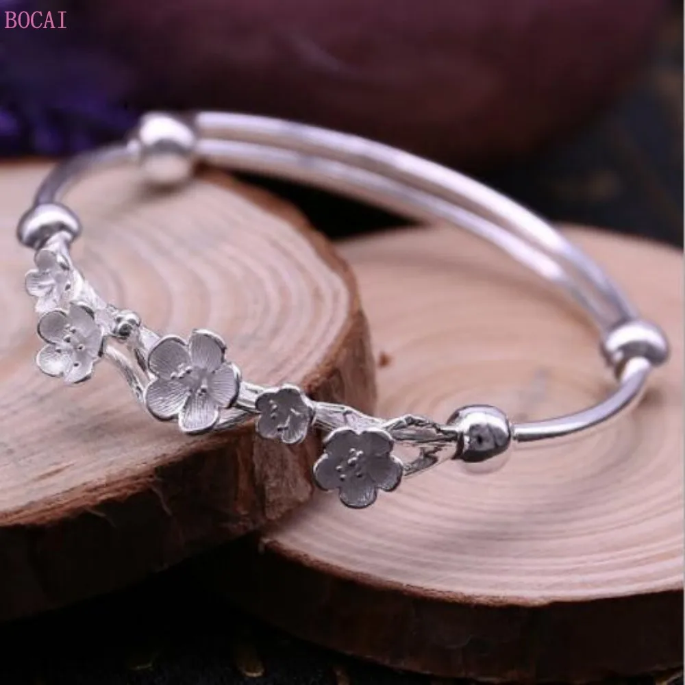 Женский браслет BOCAI S990 из стерлингового серебра с цветочным принтом | Украшения и