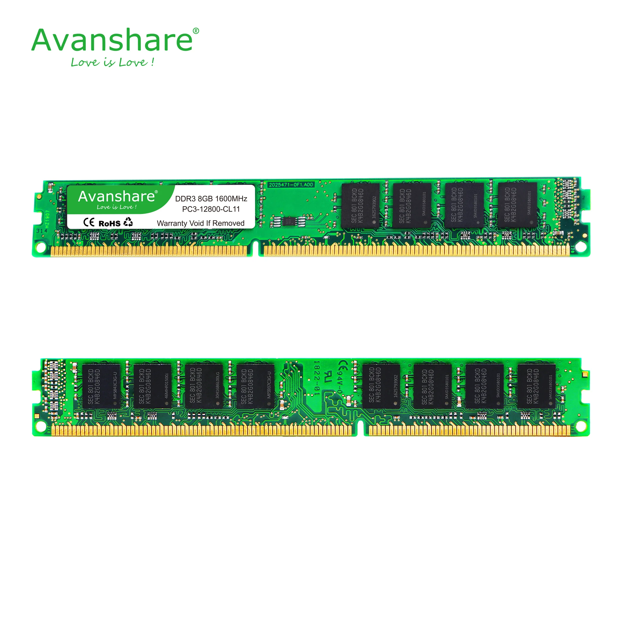 Оперативная память Avanshare DDR3 4 ГБ/8 ГБ 1333 МГц/1600 МГц и 2 Гб 1333 МГц для настольных ПК 240pin 1,5 в DIMM Intel/AMD