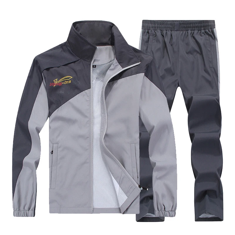 L-5XL спортивный костюм для мужчин быстросохнущие спортивные костюмы свободные спортивные костюмы для мужчин s весна осень Фитнес костюмы для бега набор теплый спортивный костюм для бега