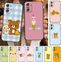 toplbpcs cute rilakkuma for xiaomi redmi note 10s 10 9t 9s 9 8t 8 7s 7 6 5a 5 pro max soft black phone case