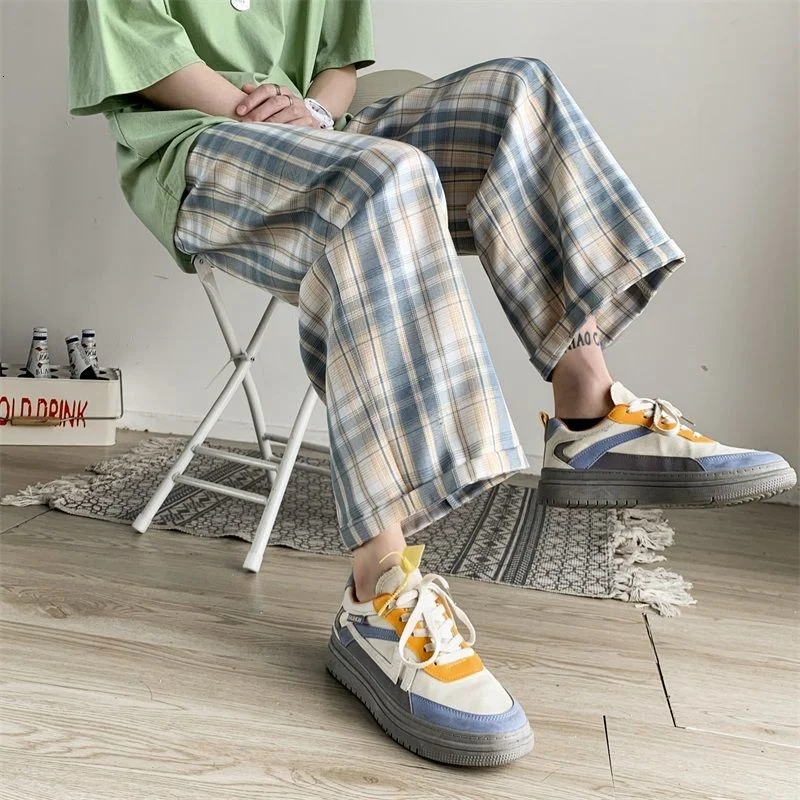 

Мужские брюки в клетку Privathinker, прямые повседневные спортивные штаны, мужские модные дизайнерские брендовые мешковатые брюки на шнурке, муж...