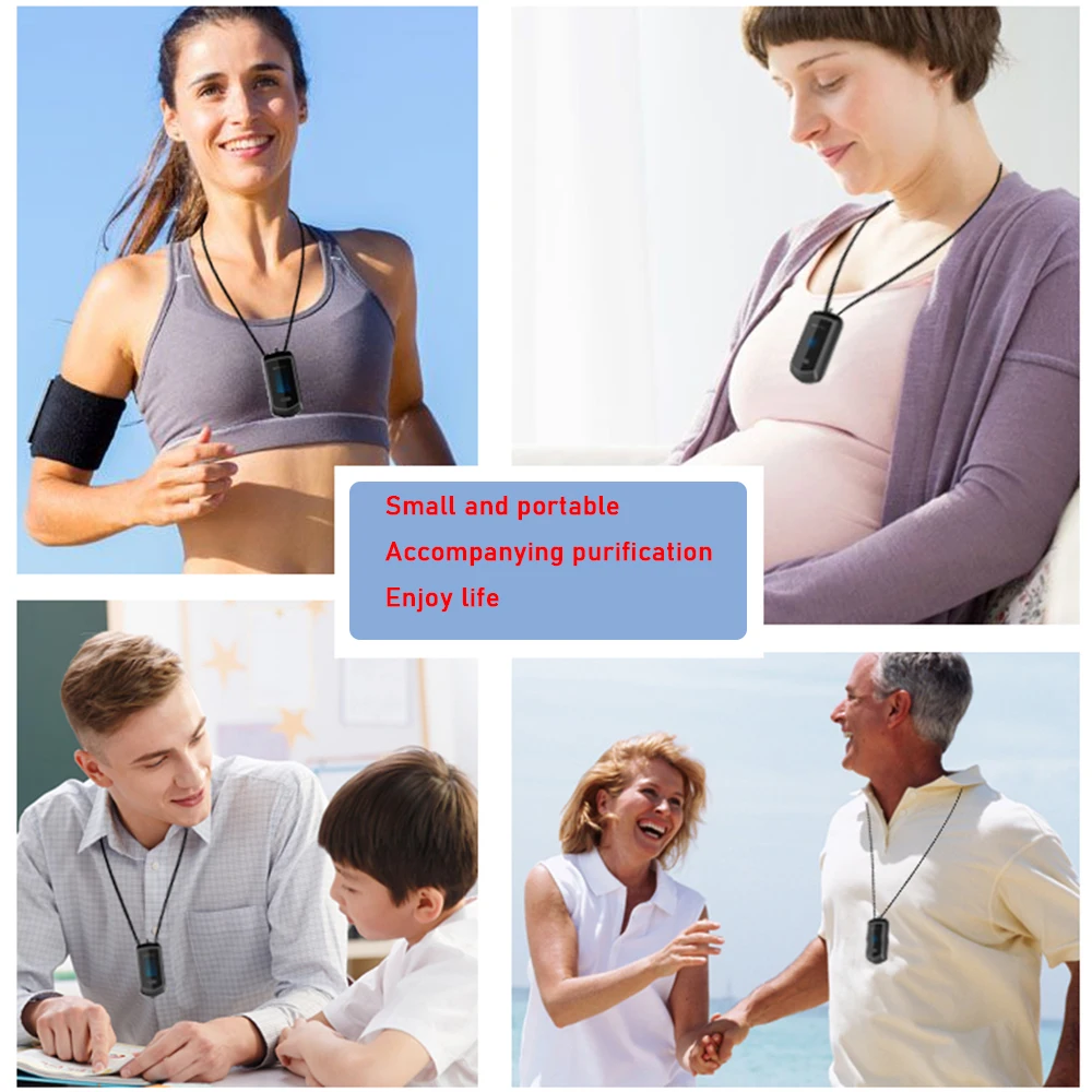 

USB Portable Air Purifier Personal Hanging Necklace with Negative Ion Air Freshener-No Radiation for Adults Kids