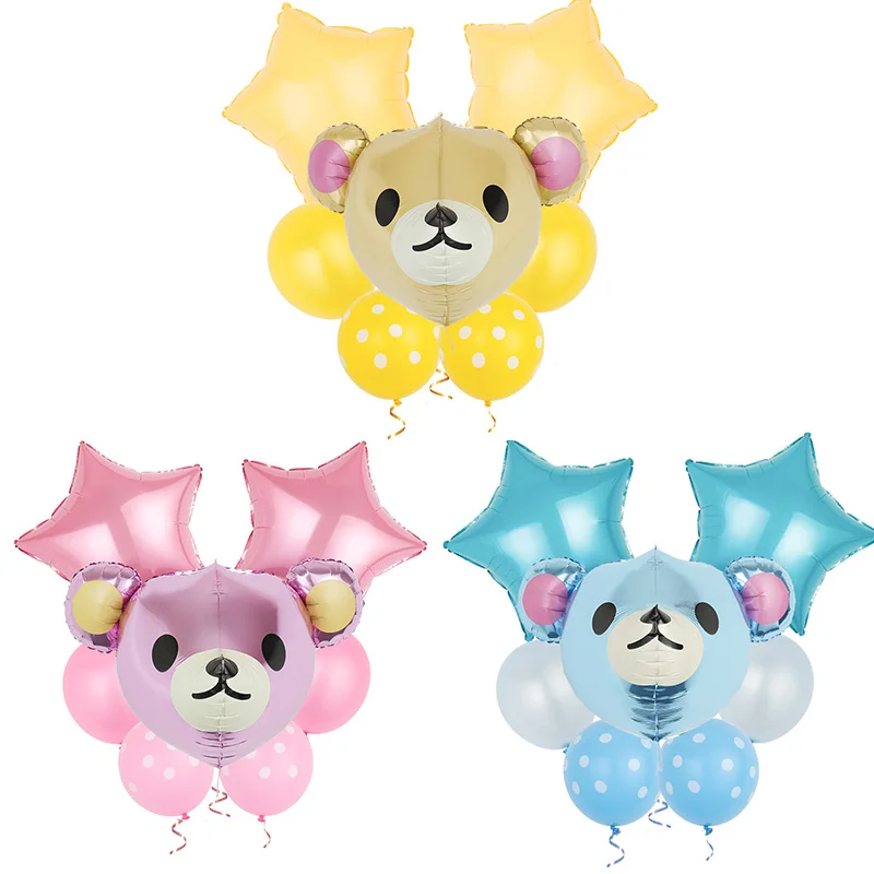 

Cartoon Cute Bear Head Foil Balloons Boy Girl Happy Birthday Party Decor Children's Toys Decorations Helium Globos Baby Shower