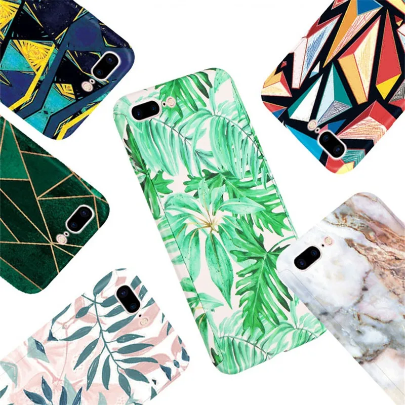 360 градусов полный корпус Защита Пластик Роскошный цветок мрамор камень