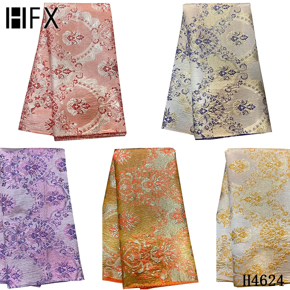 

HFX 2021 Latest African Lace Fabric High Quality Lace Purple Brocade Jacquard Fabric Nigerian Lace Fabrics For Wedding F4624
