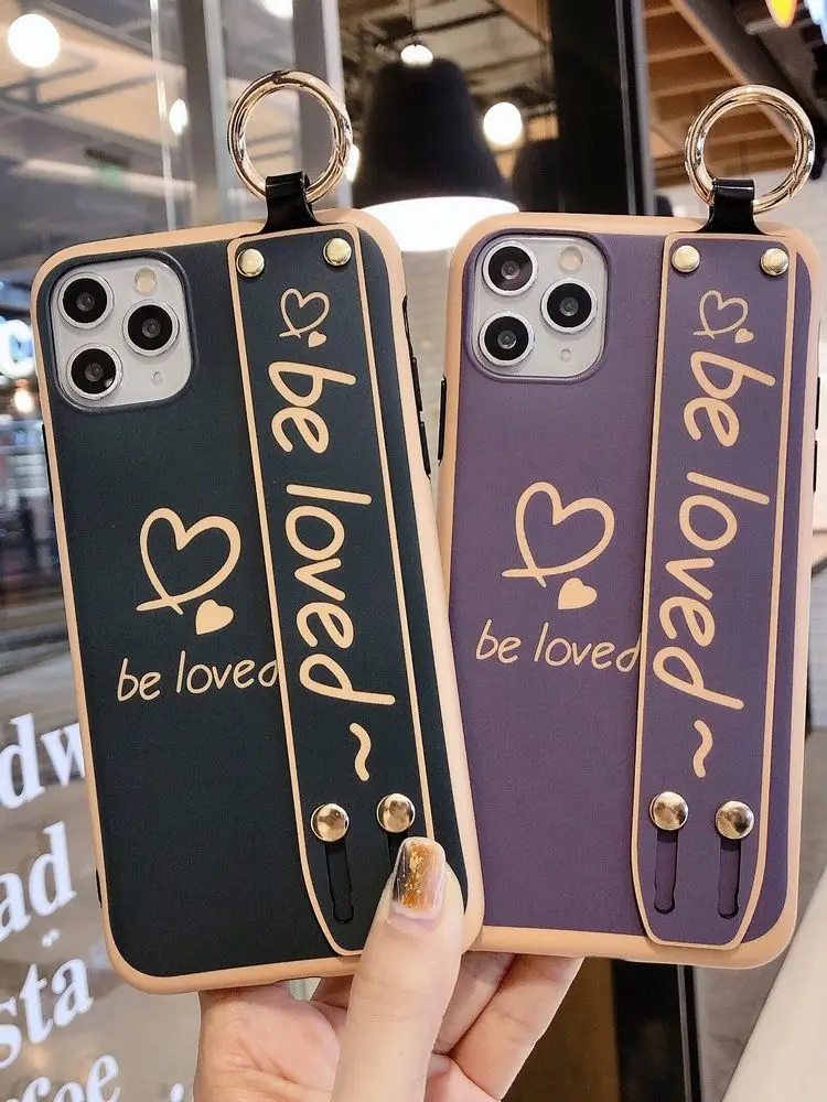 

Be Loved Love Shape With Wristband Case For iphone 13ProMax 13 12Pro 12 11ProMax 11 XS XR XSMAX 7 8 Plus Soft Shell Cover