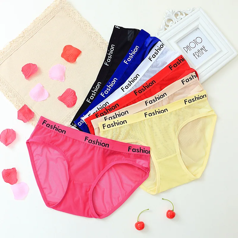 

Women's Underwear Invisible Mesh Sexy Panties Transparent Sports Print Personality Letters Low Waist No Trace Intimate Hot Woman
