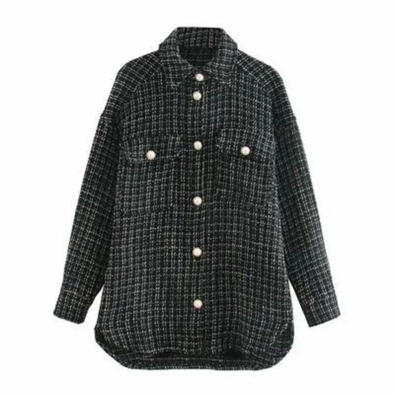 

Women Vintage Female Plaid Shirts 2021 Spring-Autumn Chic Ladies Streetwear Loose Shirt Elegant Female Outfit Girls Fashion