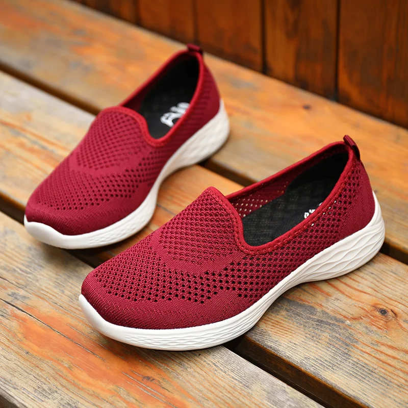 Весна пожилых людей Тканевая обувь для женщин среднего возраста и Прогулочная с