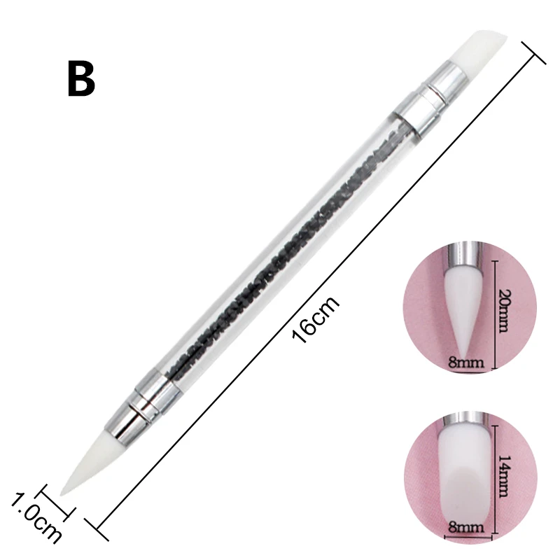 Двусторонняя кисть со стразами и кристаллами для дизайна ногтей ручка
