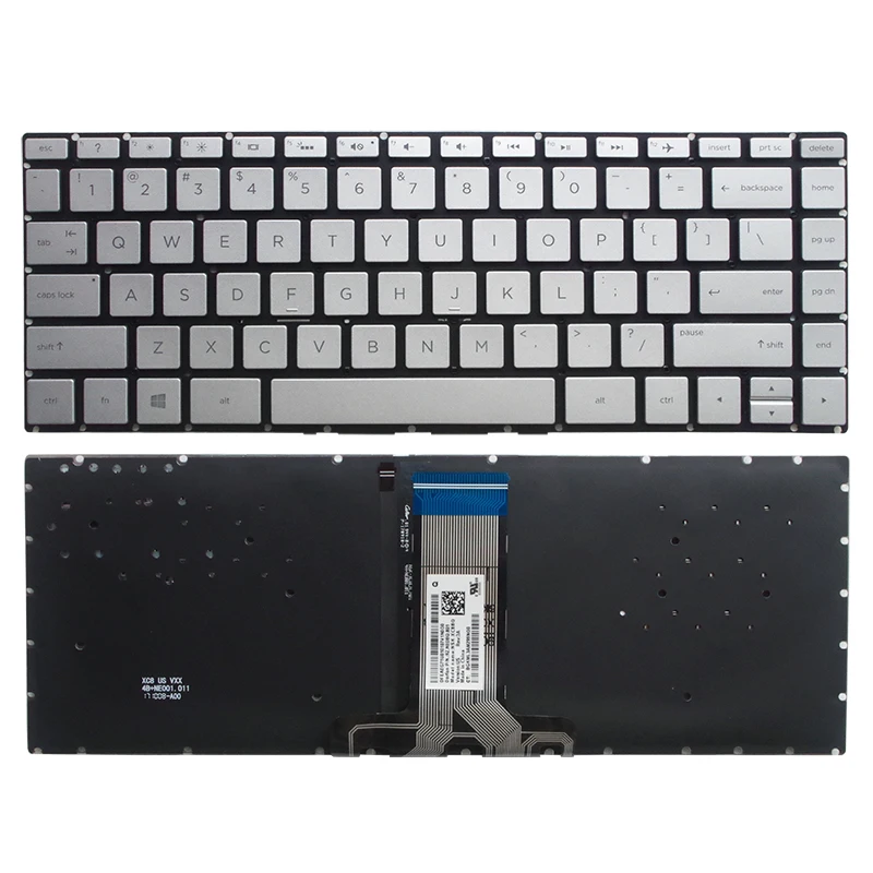 Клавиатура для ноутбука HP Pavilion X360 14-BA 14T-BA 14M-BA 14-BS, серебристая подсветка США - изображение