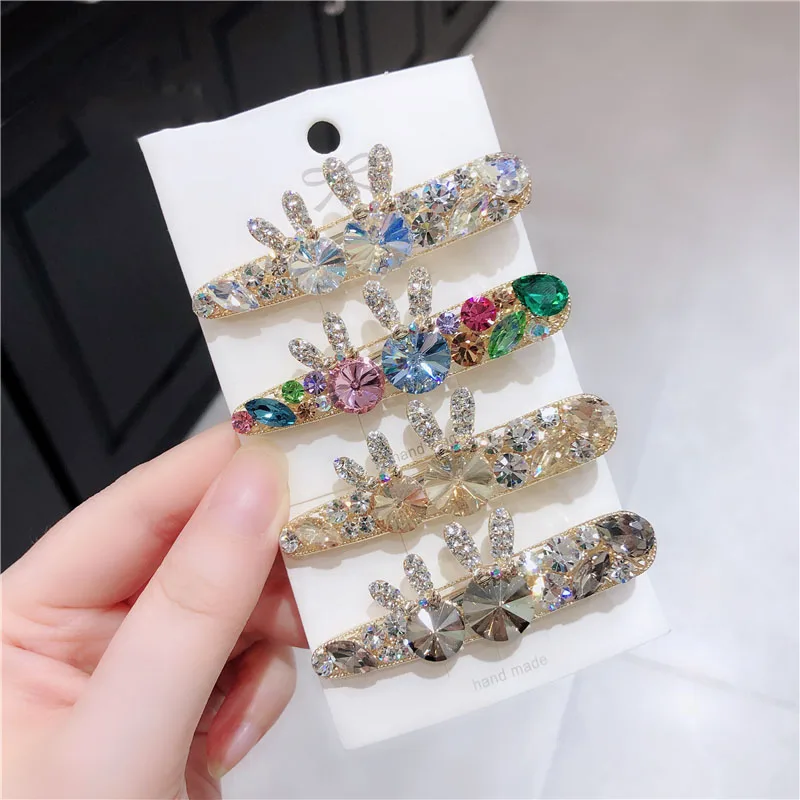 

Glittering Rabbit Rhinestone Hair Clips Sweet Colorful Cute Cartoon Barrettes Hairpin Women Street Party Headwear Hair Accessory