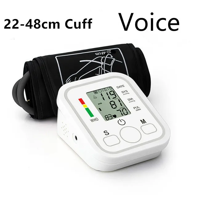 Voice 22to48 Cuff Тонометр Сфигмоманометры пульсометр Автоматический цифровой верхний монитор артериального давления на руку пульсометр - Цвет: Voice 22to48 Cuff