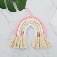 hand woven macrame rainbow tapestry pendant for kids room decoration wall hanging ornaments nordic baby girls room nursery decor