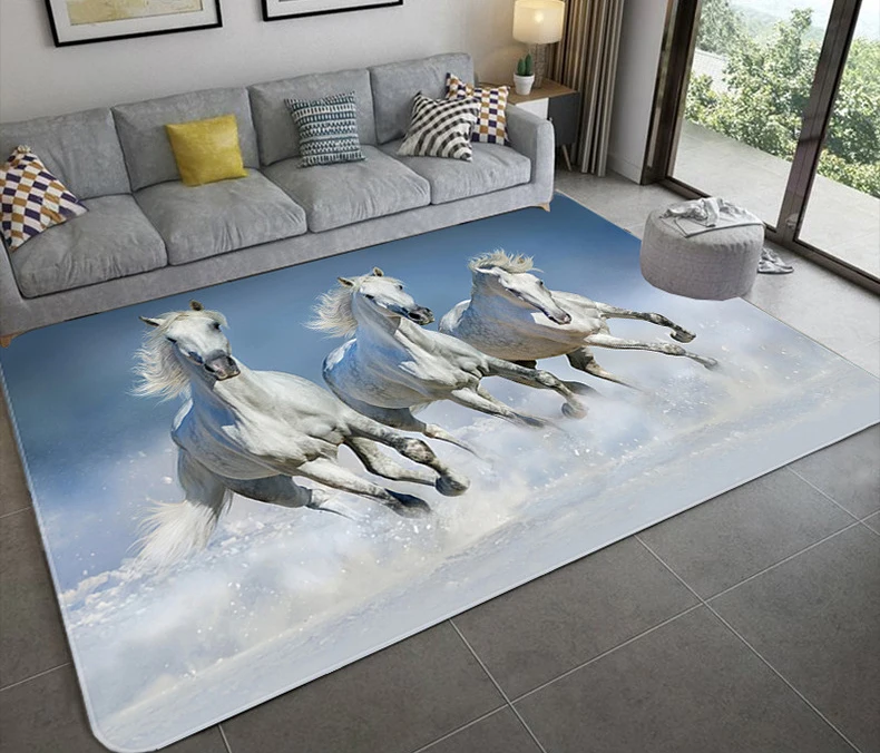 

War horse pattern carpet Square Anti-Skid Area Floor Mat 3D Rug Non slip Mat Dining Room Living Room Soft Bedroom Carpet