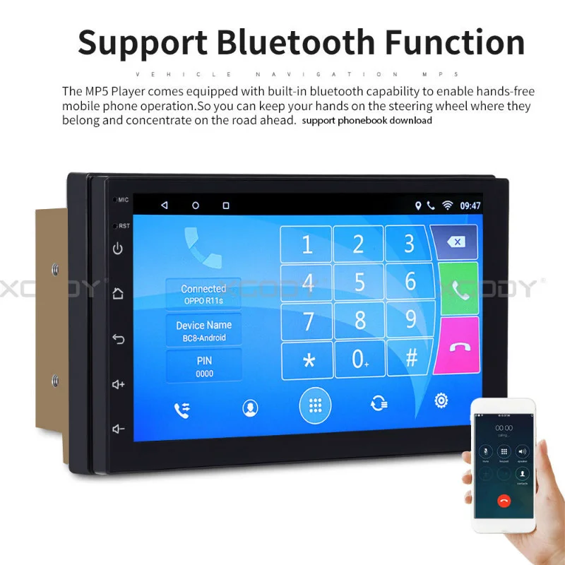 Фото Автомагнитола ESSGOO Carplay, 2 Din, Android 10, RDS, 2 + 16 Гб №5