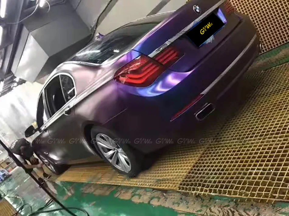 Сатиновая цветная синяя/фиолетовая виниловая пленка Сменное покрытие фольга