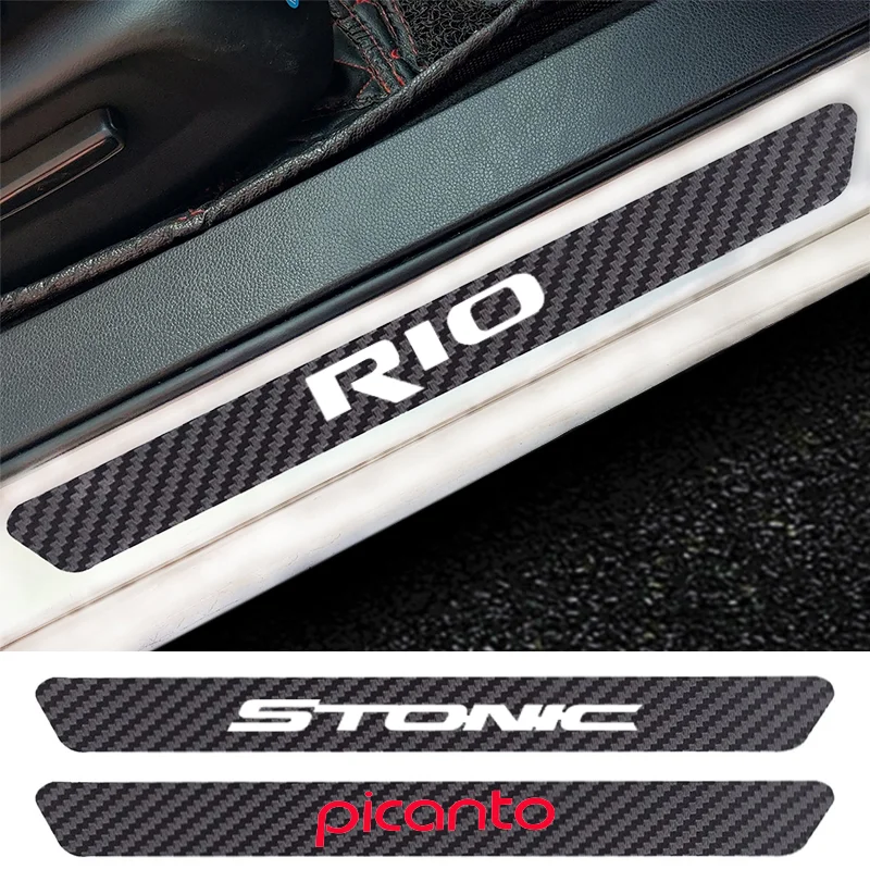 

4PCS Car Door Sill Anti kick Stickers Carbon Fiber Sticker For KIA PICANTO RIO SONET SOUL SPORTAGE STINGER GT TELLURIDE STONIC