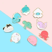 9 style sea animal pinsbrooches lovely colorful octopus tortoise enamel badeg jewelry women lapel pin friend gift children