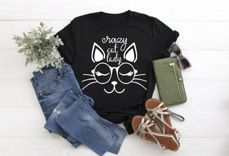 

Cat Lady Mom Mama Mother tshirt street fashion print Letters Women's O-neck t-shirts short sleeve Top Tees summer