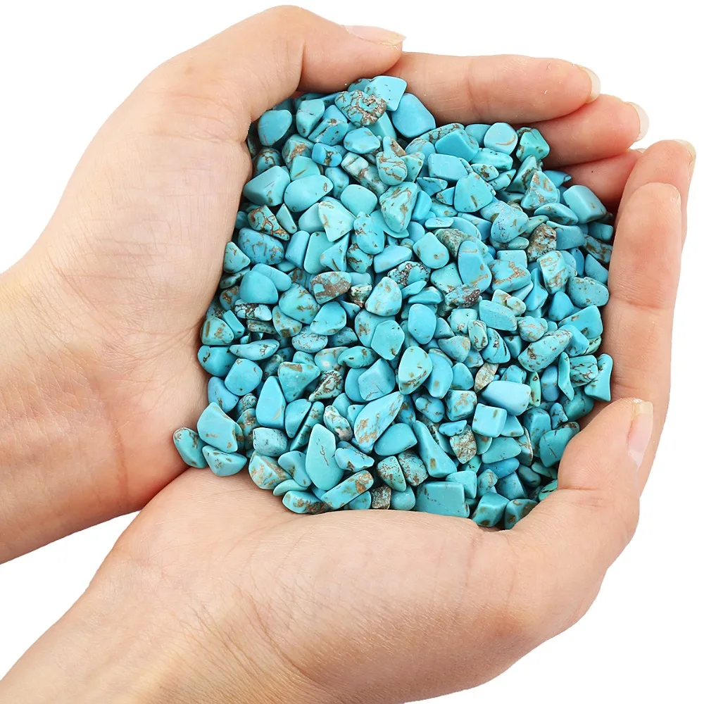 460g Blue Howlite Turquoise Stone Chips Beads Tumbled Crushed Pieces Irregular Stones Jewelry Accessory For Making Decoration