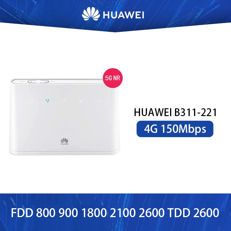 Huawei 4G Router 2 Modem B311-221 with SIM Card slot CAT4 150Mbps LTE CPE 2.4GHz Outdoor Router Support VoIP free antenna