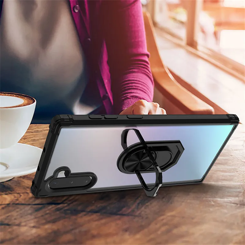 Чехол для Samsung Galaxy Note 10 Pro Plus противоударный Прозрачный чехол S9 чехлы с кольцами и