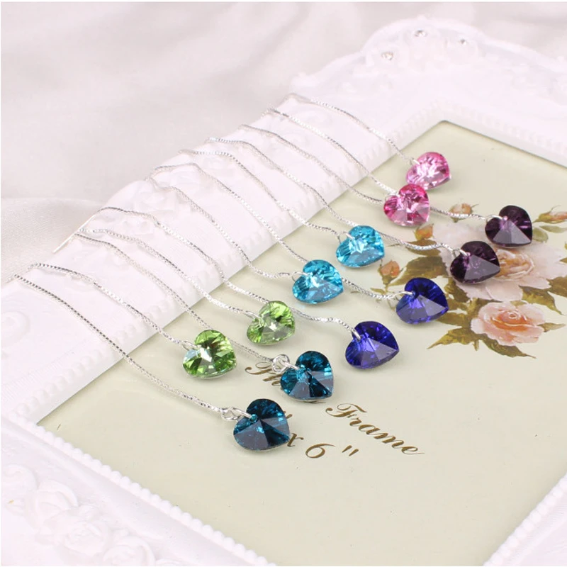 Лидер продаж длинные серьги в форме сердца для женщин ювелирные изделия синие