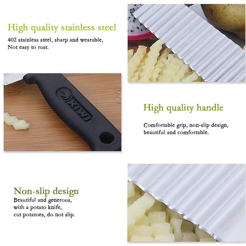 Stainless Steel Wave Knife Potato Cutler Wavy Vegetable Fruit Kitchen Wrinkled Fries knife | Дом и сад