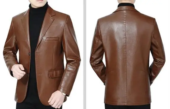 

New Suit Leather Jacket Business Fashion Men's Jacket Men's Slim Fit Leather leather jacket Leather suit for men