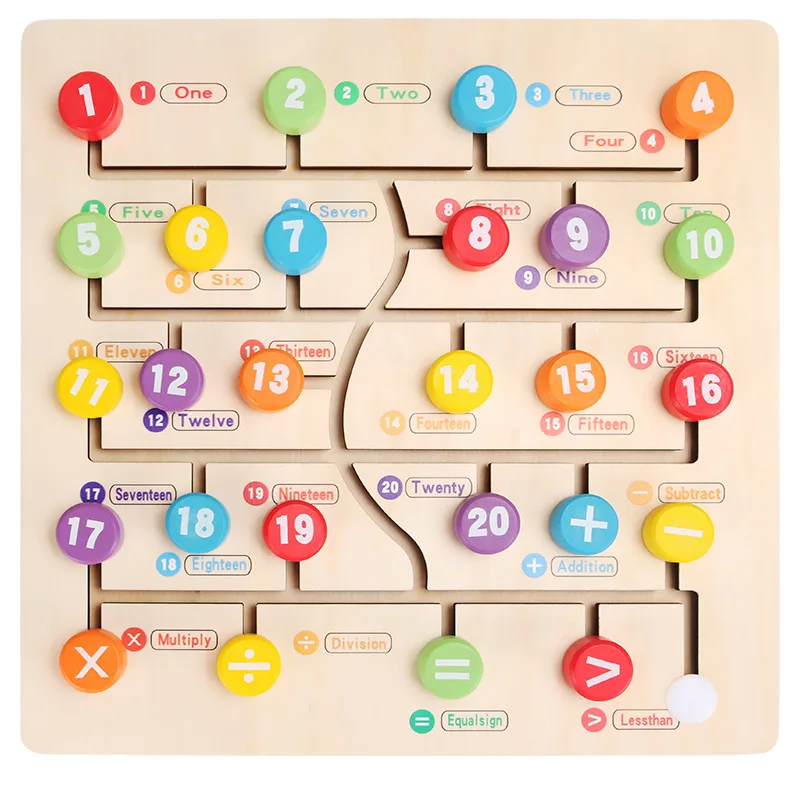 

Wooden Number Alphabet Children's Enlightenment Teaching Aids New Number Alphabet Cognitive Maze Location Puzzle Game Toy Set