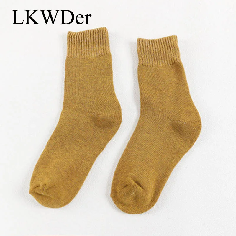 LKWDer 3 Pairs Winter Warm Socks For Women Solid Color Thick Wool Rabbit Hair Socks Snow Against Cold Warm Cotton Sock Sox Meias