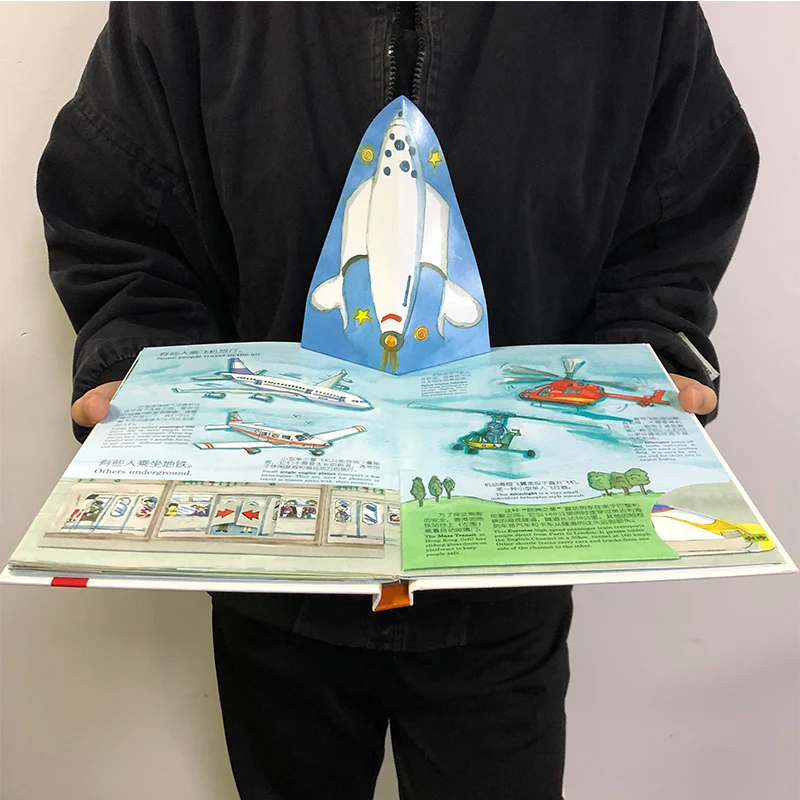 6 шт./компл. 3D книга с откидной крышкой двуязычная китайско-английским
