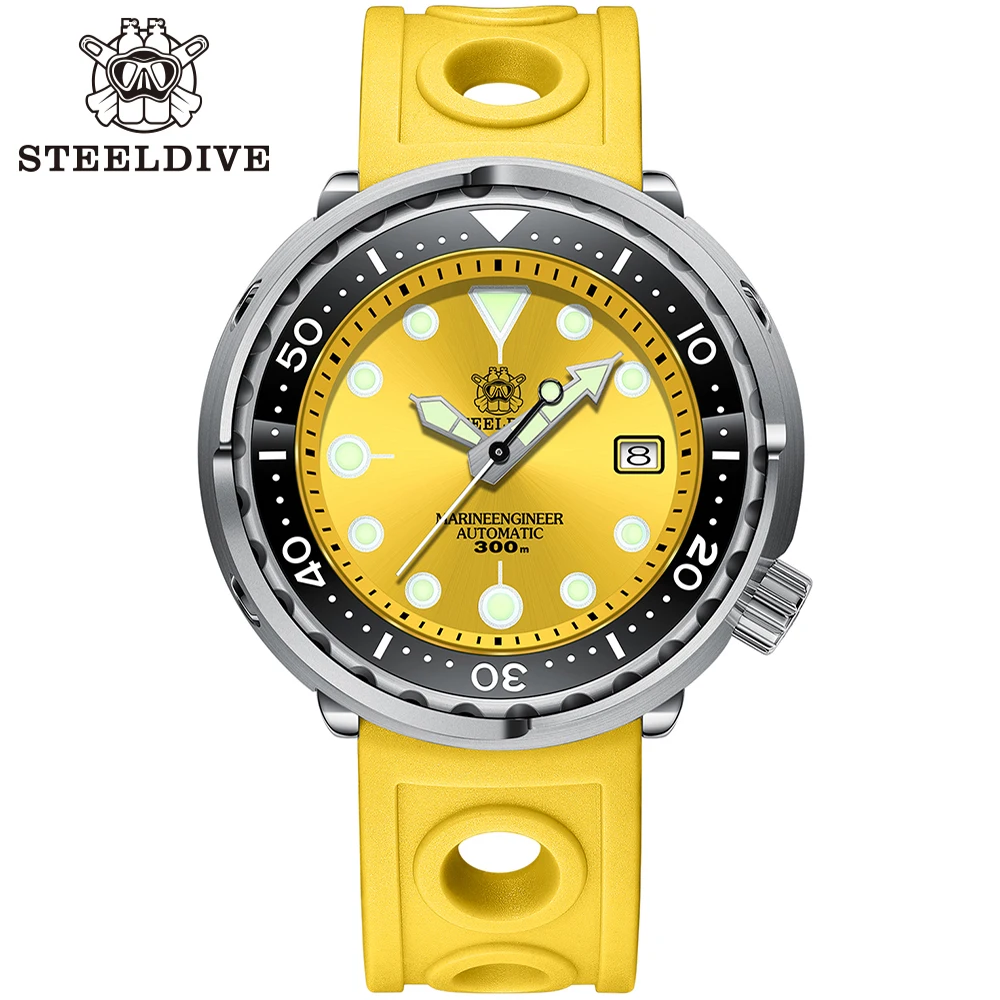 

2021 New Color SD1975 STEELDIVE Tuna Men's Classic Watch C3 Luminous Ceramic Bezel 300M Waterproof 316L Case NH35 Diving Watch